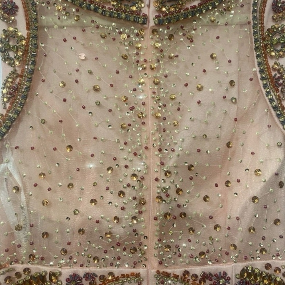 Rachel Allan Cocktail Size 16 Pink Gold Beaded Homecoming Party Dance Mini Dress - Picture 6 of 13